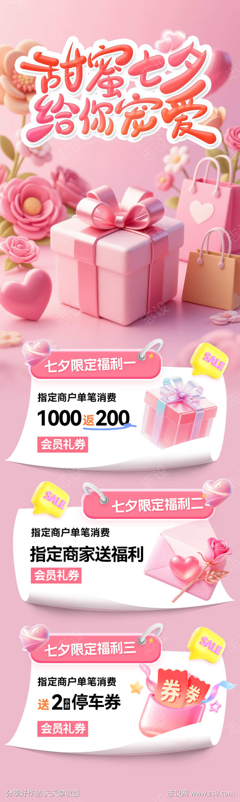 甜蜜七夕活动海报