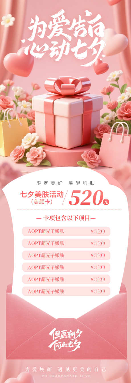 七夕医美海报_源文件下载_PSD格式_1125X3272像素-玫瑰,价格表,卡项-作品编号:2025081611381091-志设