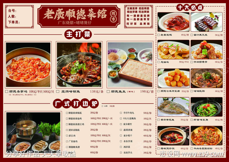 菜单价格表