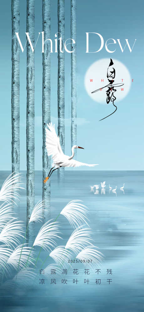 白露节气海报_源文件下载_PSD格式_1780X3857像素-月亮,节气,白鹭-作品编号:2025081617077787-志设