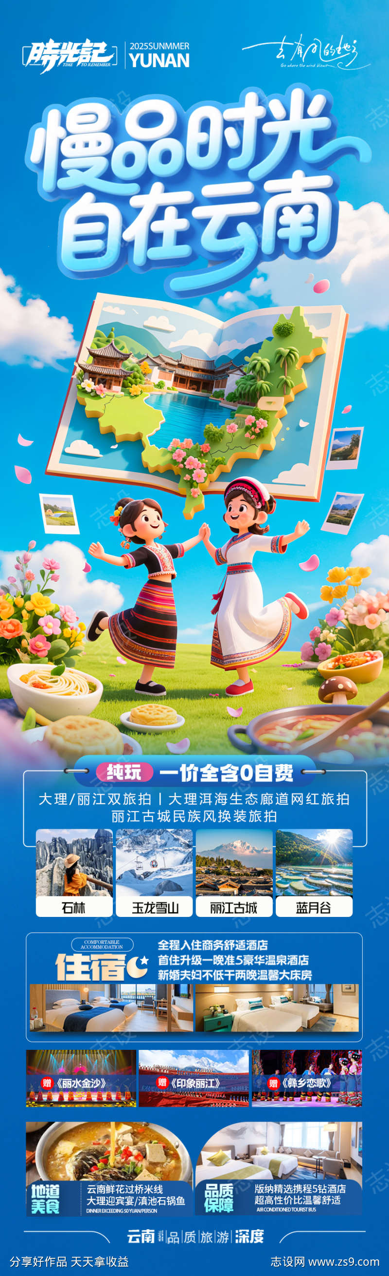 云南旅游海报昆明大理丽江西双版纳