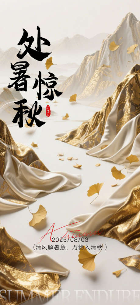 处暑节气海报_源文件下载_PSD格式_1080X2340像素-海报,秋天,高级-作品编号:2025081713052722-志设