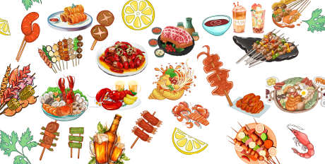 美食插图元素_源文件下载_PSD格式_2268X1144像素-元素,装饰,插画-作品编号:2025083112346523-志˘设˘网