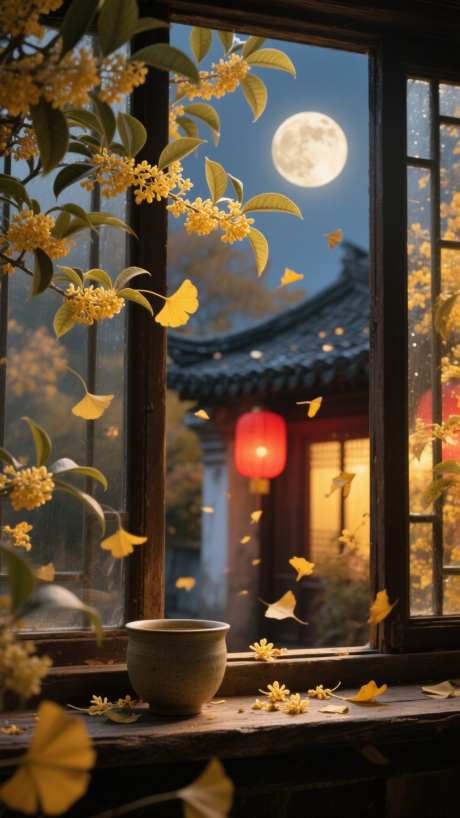 中秋窗外风光海报_AI图片下载_采样_1152X2048像素-房屋,屋檐,屋子-作品编号:2025081717106484-志设