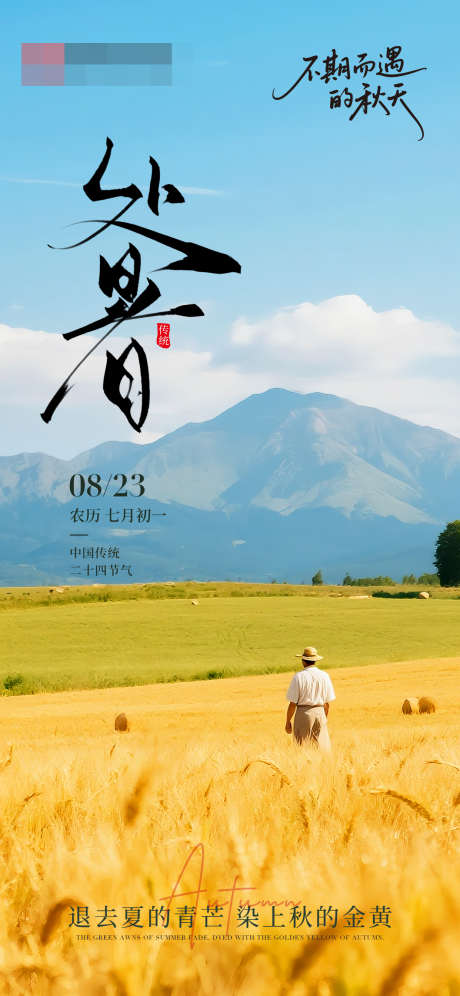 处暑节气海报_源文件下载_PSD格式_1242X2688像素-人物,麦子,丰收-作品编号:2025082113287537-志设