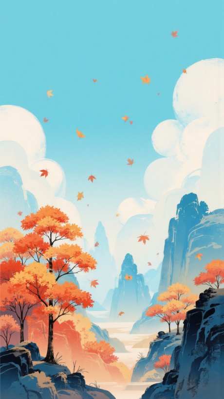 秋天山水图_AI图片下载_dpmpp_2m采样_864X1536像素-绘画,山水,橙色-作品编号:2025082119522727-志ʹ֣֤֚֫֗ׄ设˜网