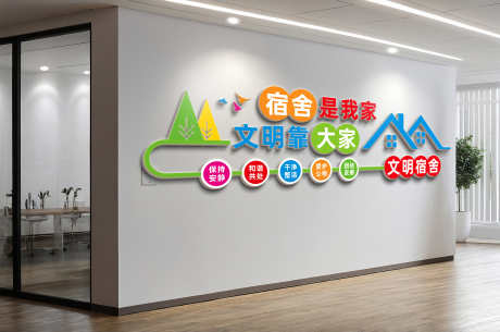 校园学校文明宿舍文化墙宣传标语_源文件下载_CDR格式_3000X1989像素-标语,宣传,文化墙-作品编号:2025082409244615-志′设˱网