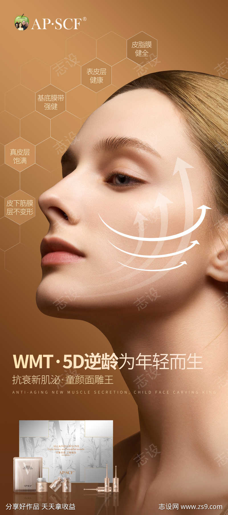 美业美容产品护肤品展架易拉宝海报抗衰广告