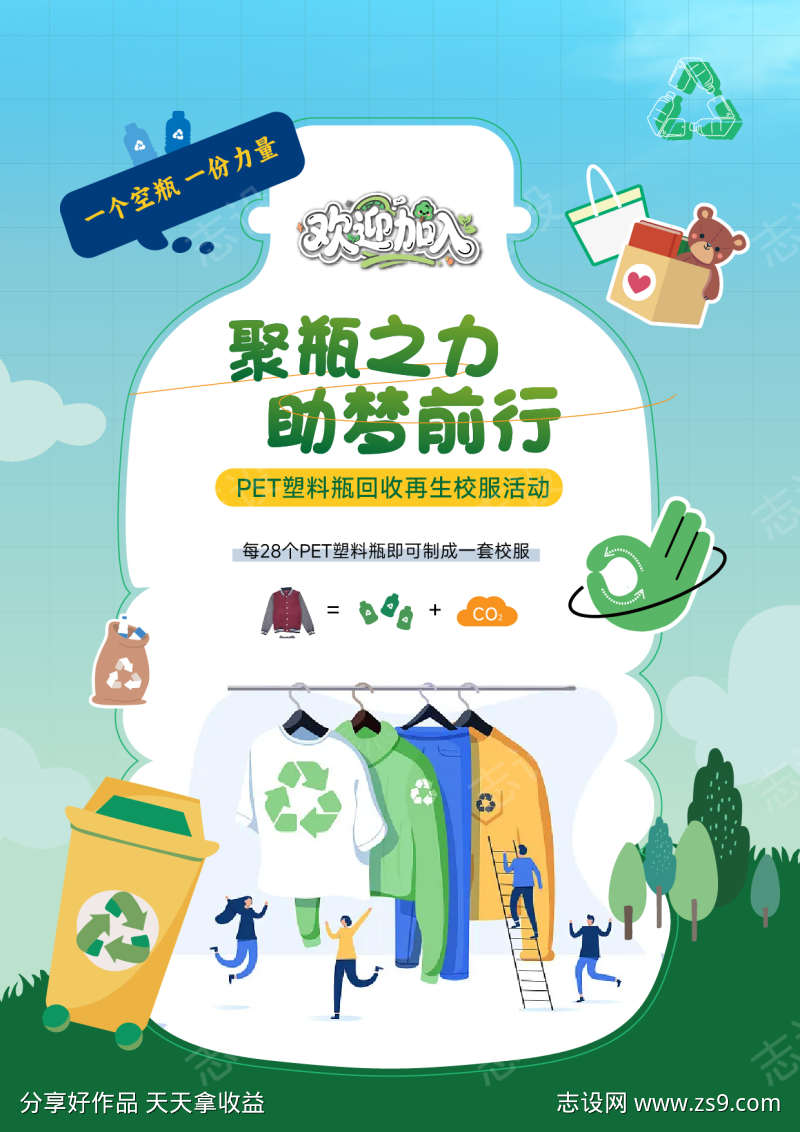 塑料瓶回收制校服环保活动