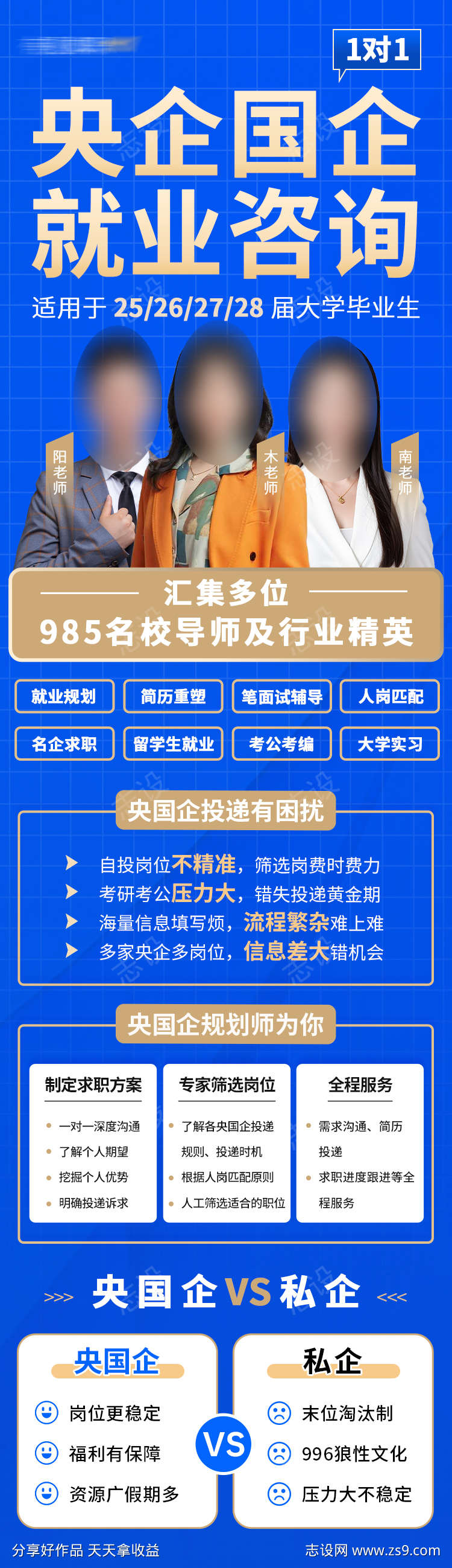 1对1央企国企就业咨询长图