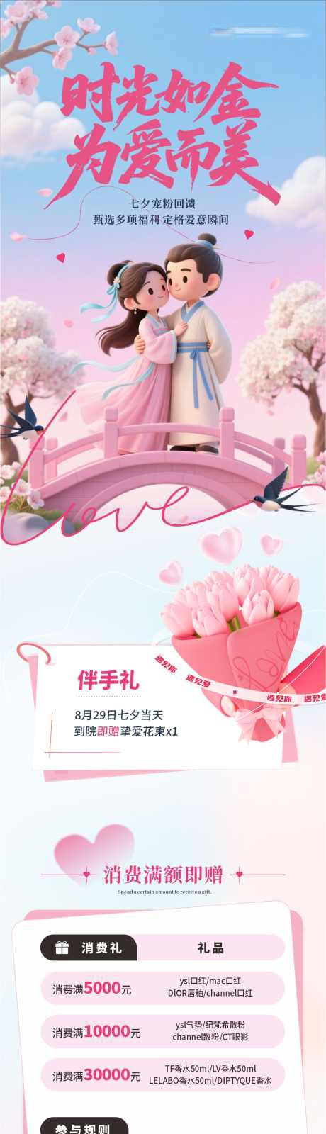 医美七夕政策优惠活动长图海报设计_源文件下载_CDR格式_1286X8945像素-卡项,花束,爱心-作品编号:2025082515366560-志˙设‛ۛ网