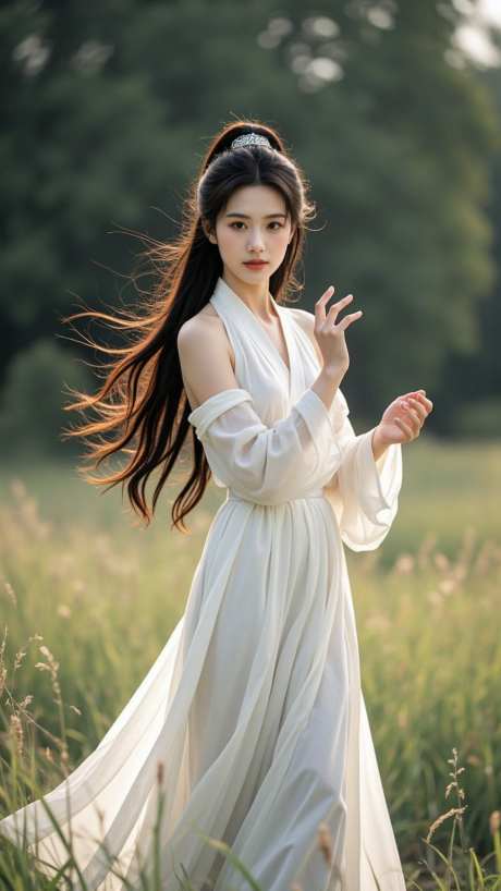 白色连衣裙长发美女模特户外摄影_AI图片下载_dpmpp_2m采样_864X1536像素-摄影,户外,模特-作品编号:2025082610149726-志’设·网
