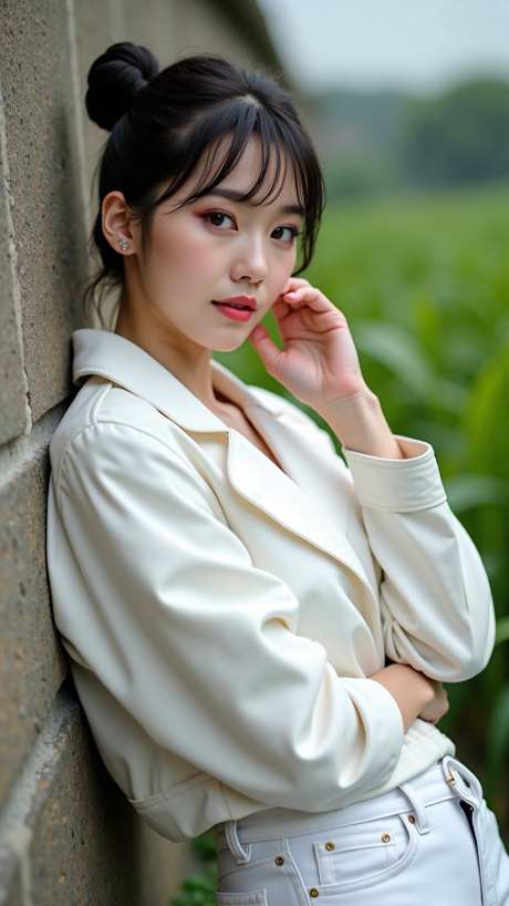 靠在墙上的美女模特摄影_AI图片下载_dpmpp_2m采样_864X1536像素-清新,摄影,户外-作品编号:2025082610159515-志设