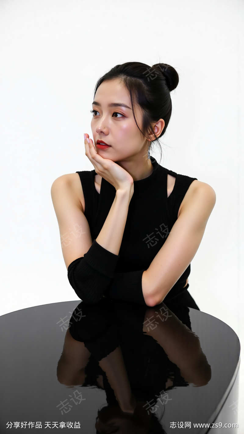 黑色美妆美女模特写真摄影