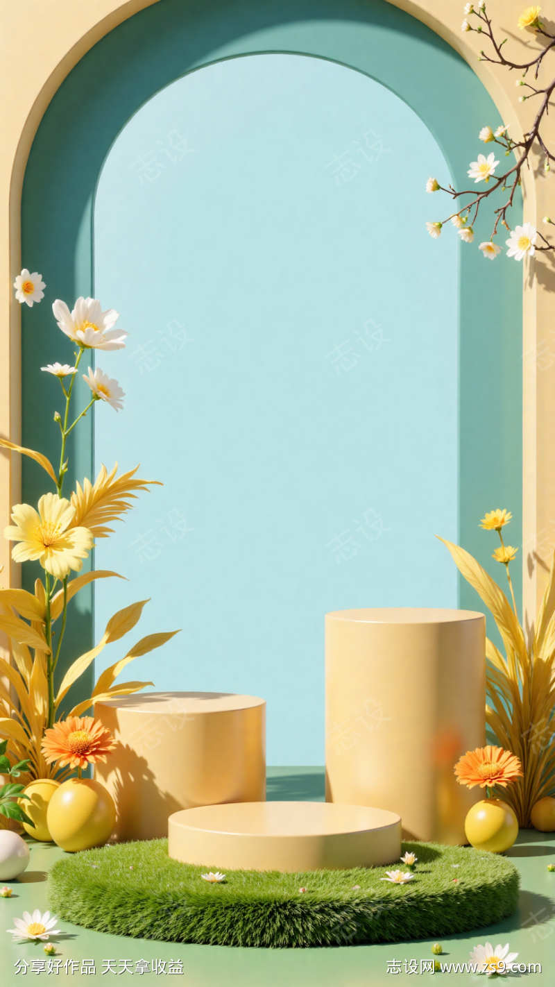C4D电商产品展台海报背景