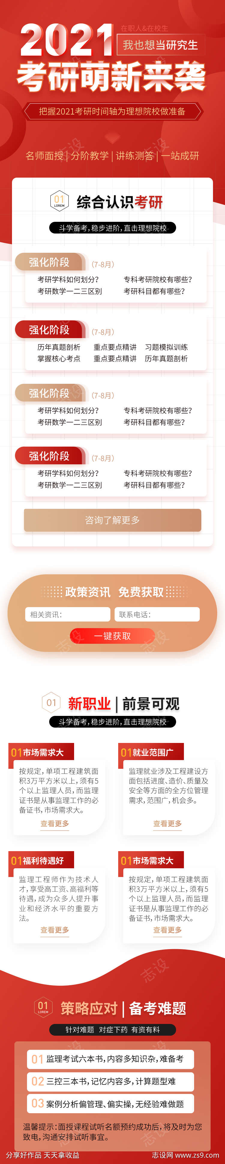 考研学习辅导教育长图海报