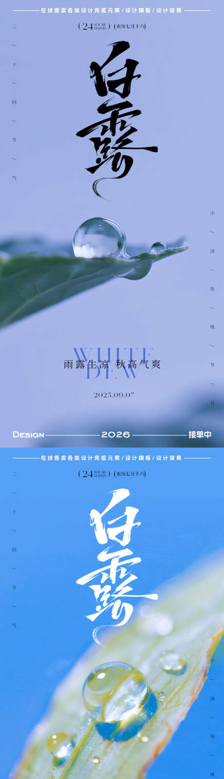 白露二十四节气海报_源文件下载_PSD格式_900X3599像素-插画,简约,水滴-作品编号:2025082816553830-志设