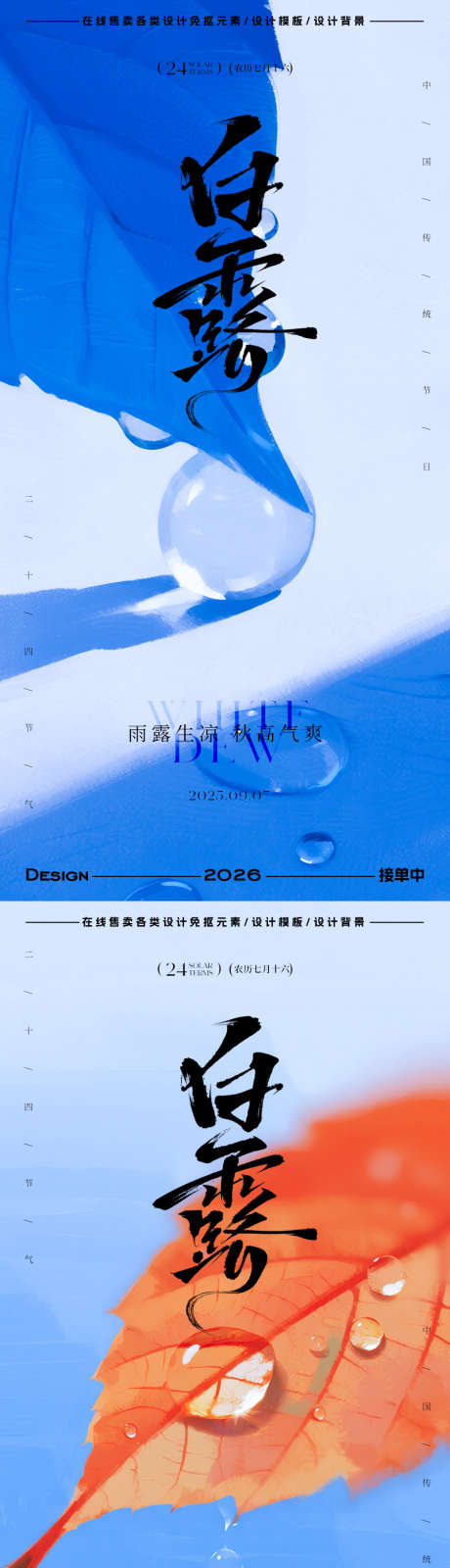 白露节气海报_源文件下载_PSD格式_900X3598像素-插画,简约,水滴-作品编号:2025082816585261-志设