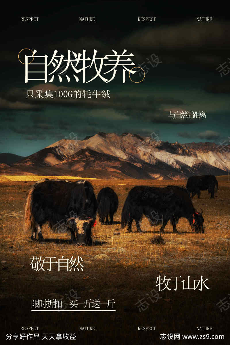 自然复古牦牛线绒宣传活动海报