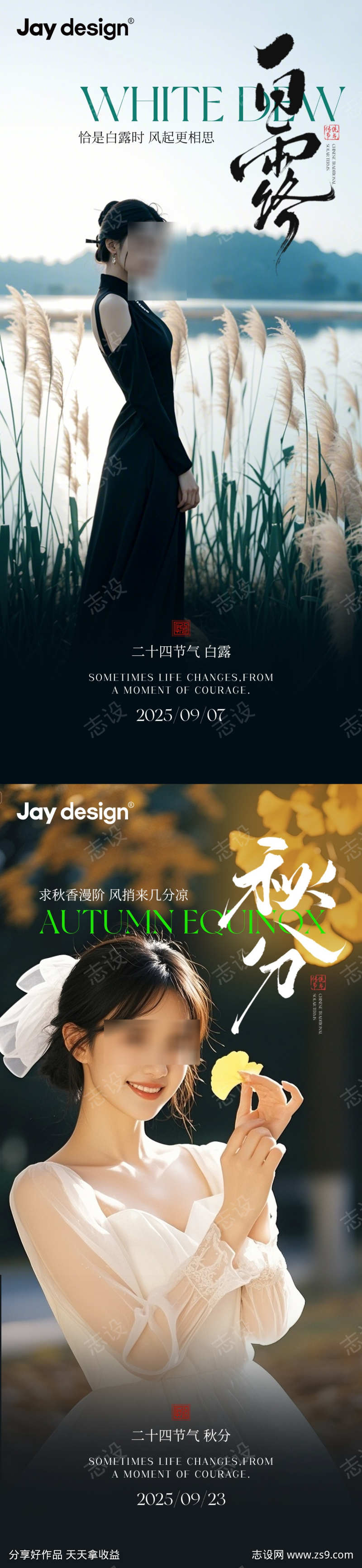 医美白露秋分节气海报