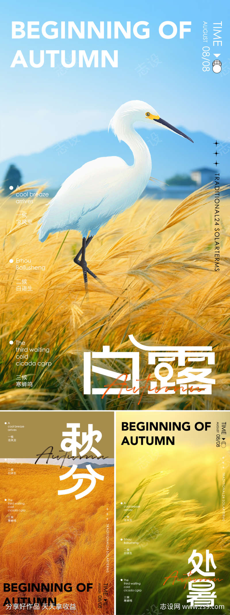 秋天白露秋分处暑节气系列