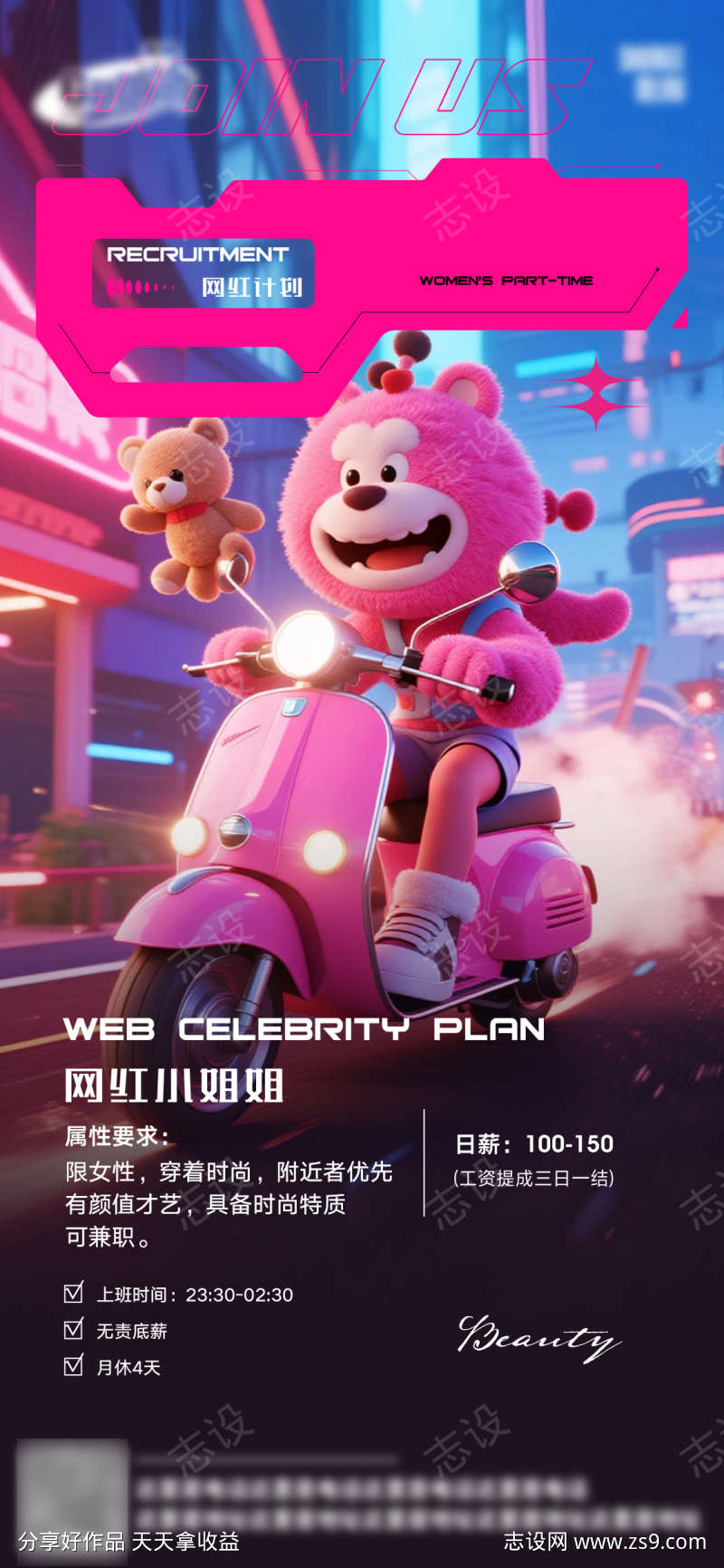 酒吧夜店招聘海报