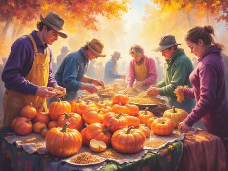 南瓜大丰收_AI图片下载_euler采样_1280X960像素-南瓜,油画,秋季-作品编号:2025090209427711-志.设‛ۛ网