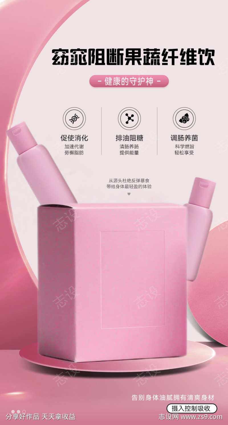 微商减肥护肤品功效产品介绍宣传海报