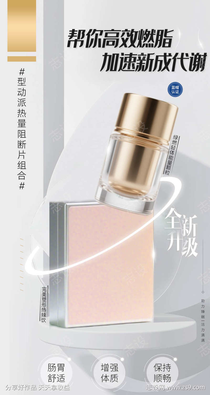 微商减肥护肤品功效产品宣传造势海报