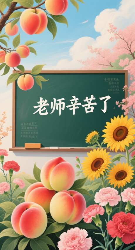 教师节祝福海报_AI图片下载_采样_752X1392像素-教师节,黑板,康乃馨-作品编号:2025090308365128-志·设·网