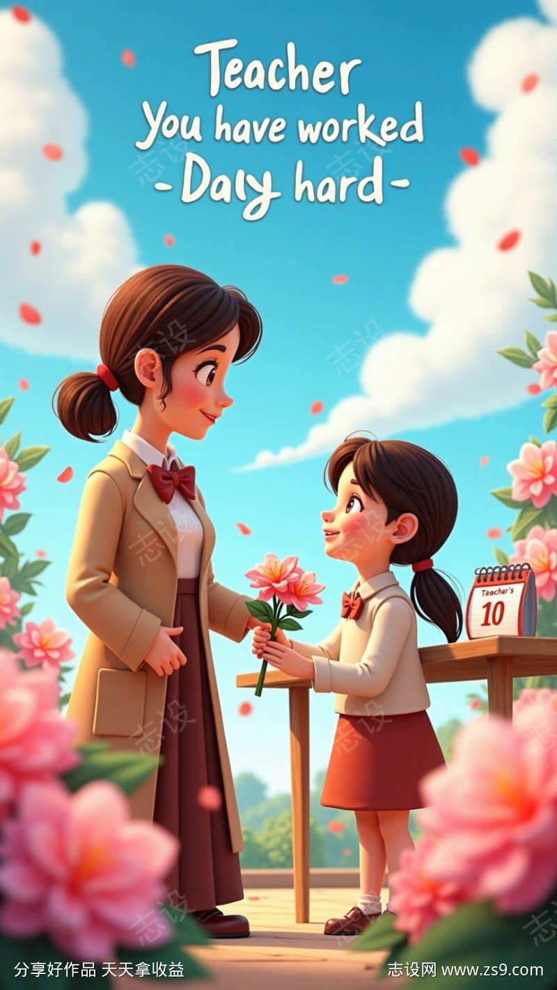 简约教师节插画海报