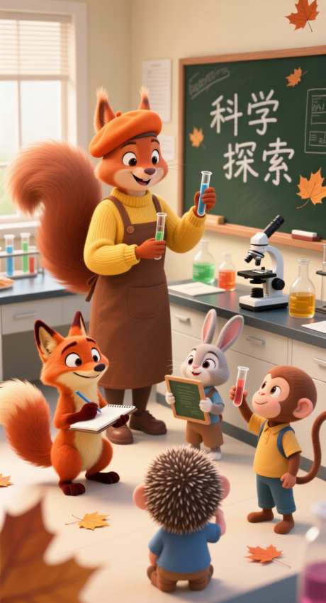 松鼠科学老师正在上课_AI图片下载_采样_752X1392像素-探索,刺猬,狐狸-作品编号:2025090310007212-志`设‛ۛ网
