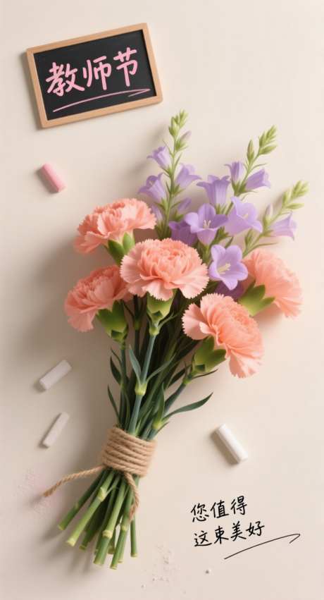 一教师节的康乃馨_AI图片下载_采样_752X1392像素-花朵,粉笔,教师节-作品编号:2025090315515229-志ˉ设.网
