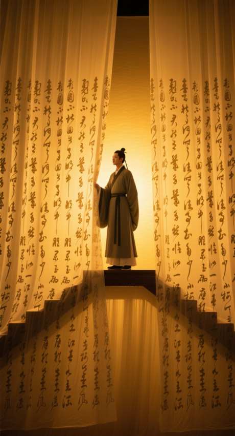 帷幕下读书的人_AI图片下载_采样_752X1392像素-读书人,氛围,古代-作品编号:2025090410274270-志˜设˰网