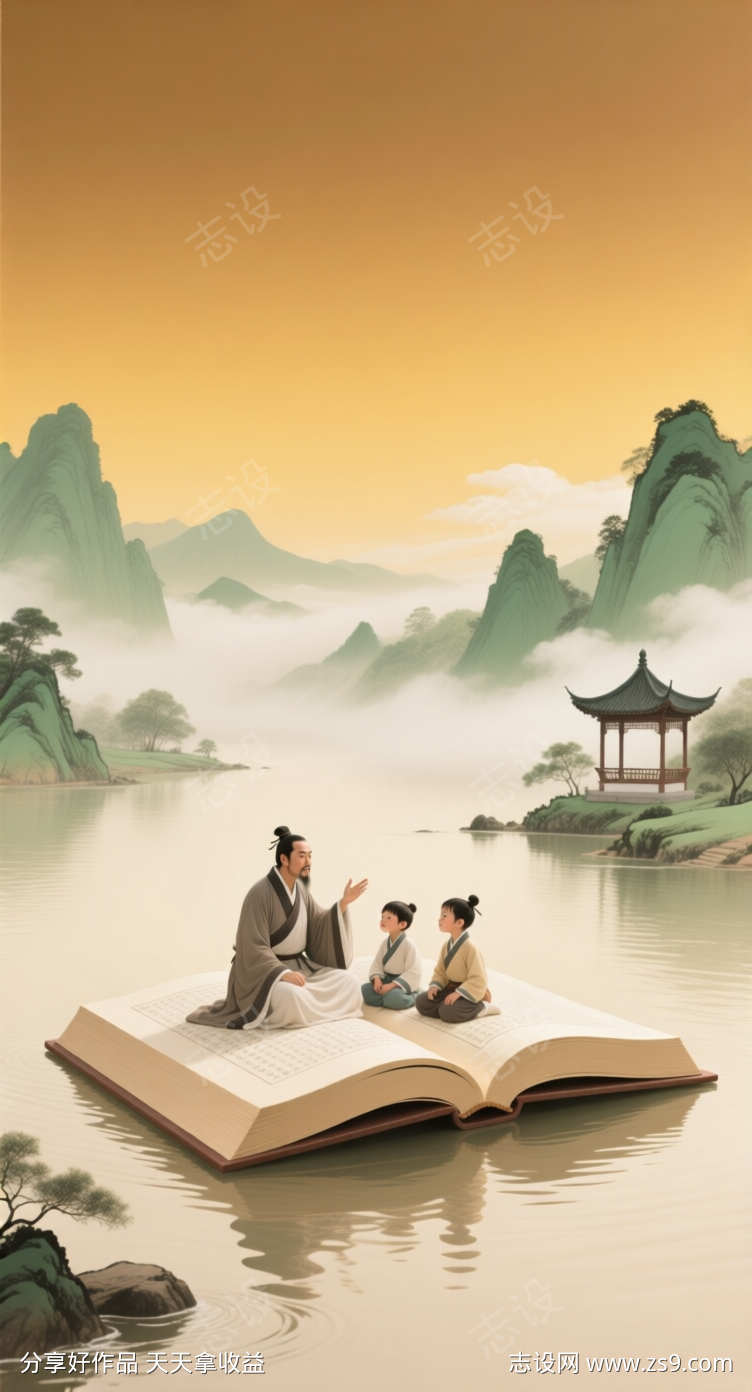 感谢师恩水墨风
