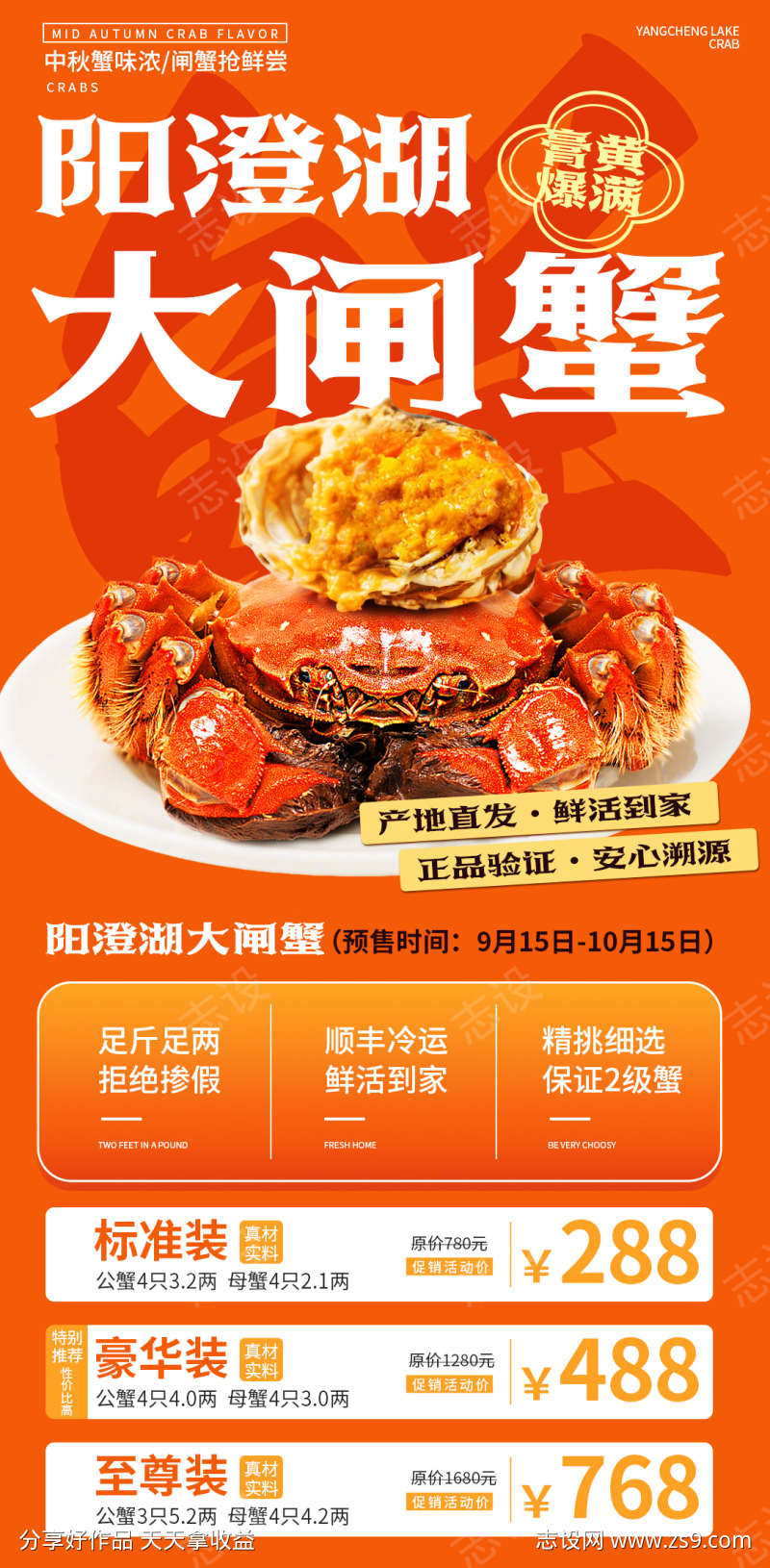 阳澄湖大闸蟹宣传海报