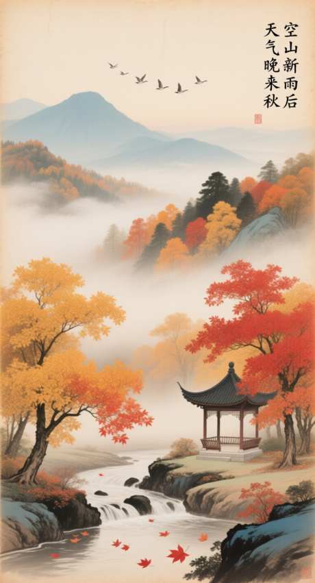 天气晚来秋_AI图片下载_采样_752X1392像素-中国风,风景,秋色-作品编号:2025090510526275-志.设͵网