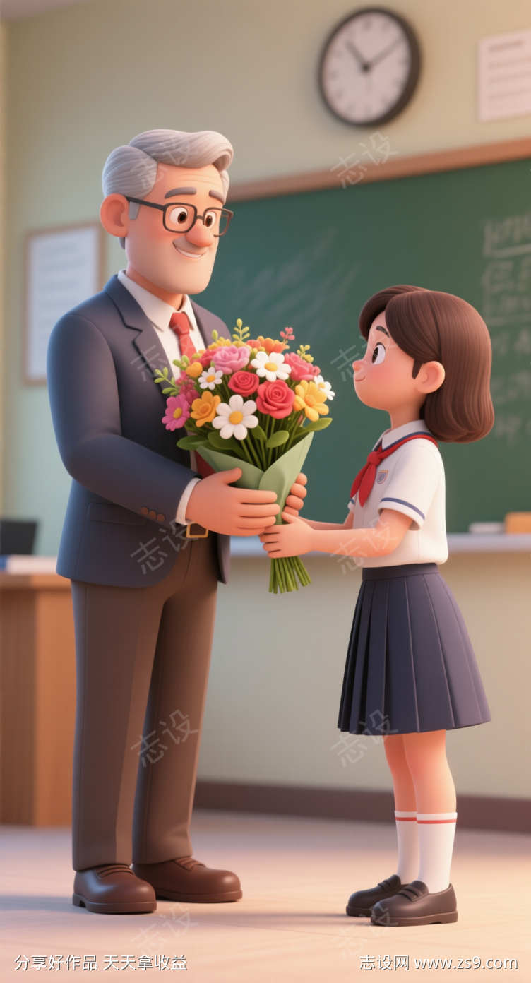 教师节送花插画