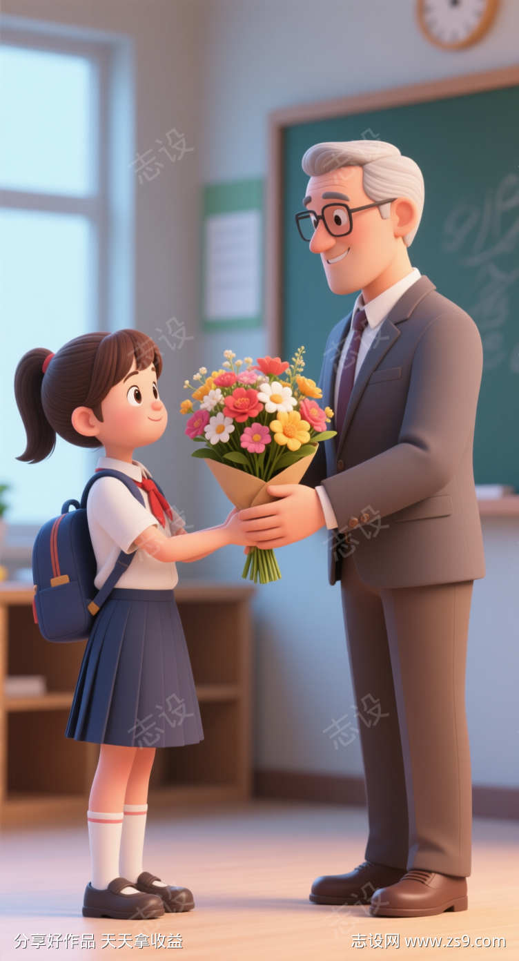 教师节送花插画