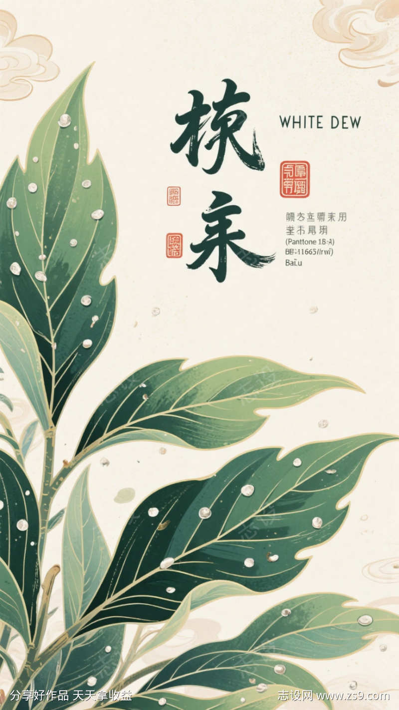 简约清新国潮节气海报背景