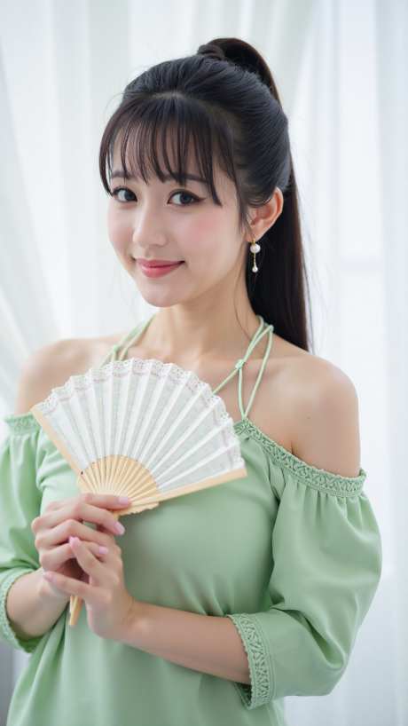 手持扇子的清新可爱美女模特_AI图片下载_dpmpp_2m采样_864X1536像素-户内,摄影,写真-作品编号:2025090517375362-志.设.网