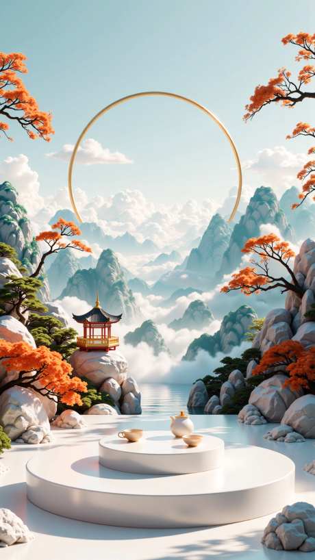 简约国潮风电商产品海报背景_AI图片下载_dpmpp_2s_ancestral采样_864X1536像素-海报,产品,电商-作品编号:2025090615019102-志ˇ设`网