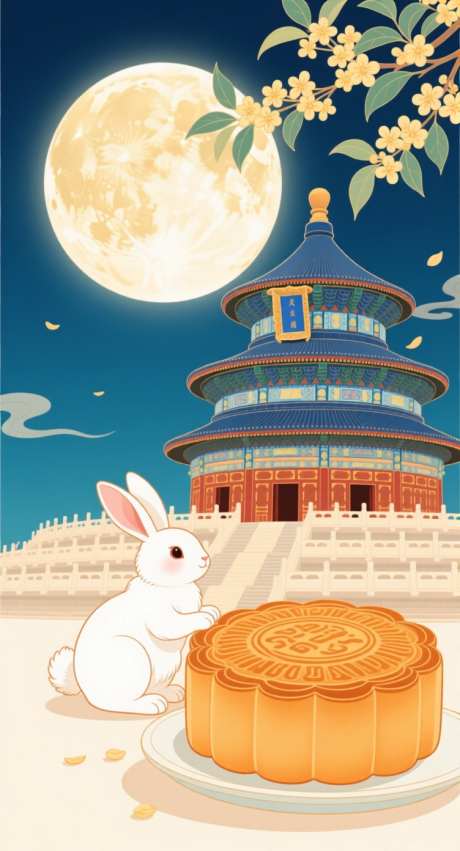 中秋节海报_AI图片下载_采样_752X1392像素-插画,国潮,兔子-作品编号:2025090808168064-志ˆ设·网