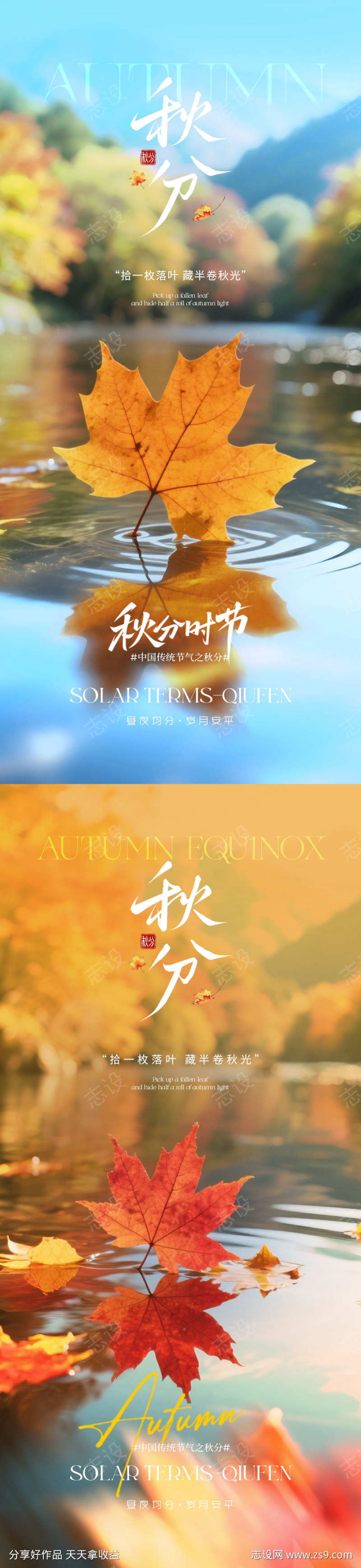 地产秋分枫叶摄影海报