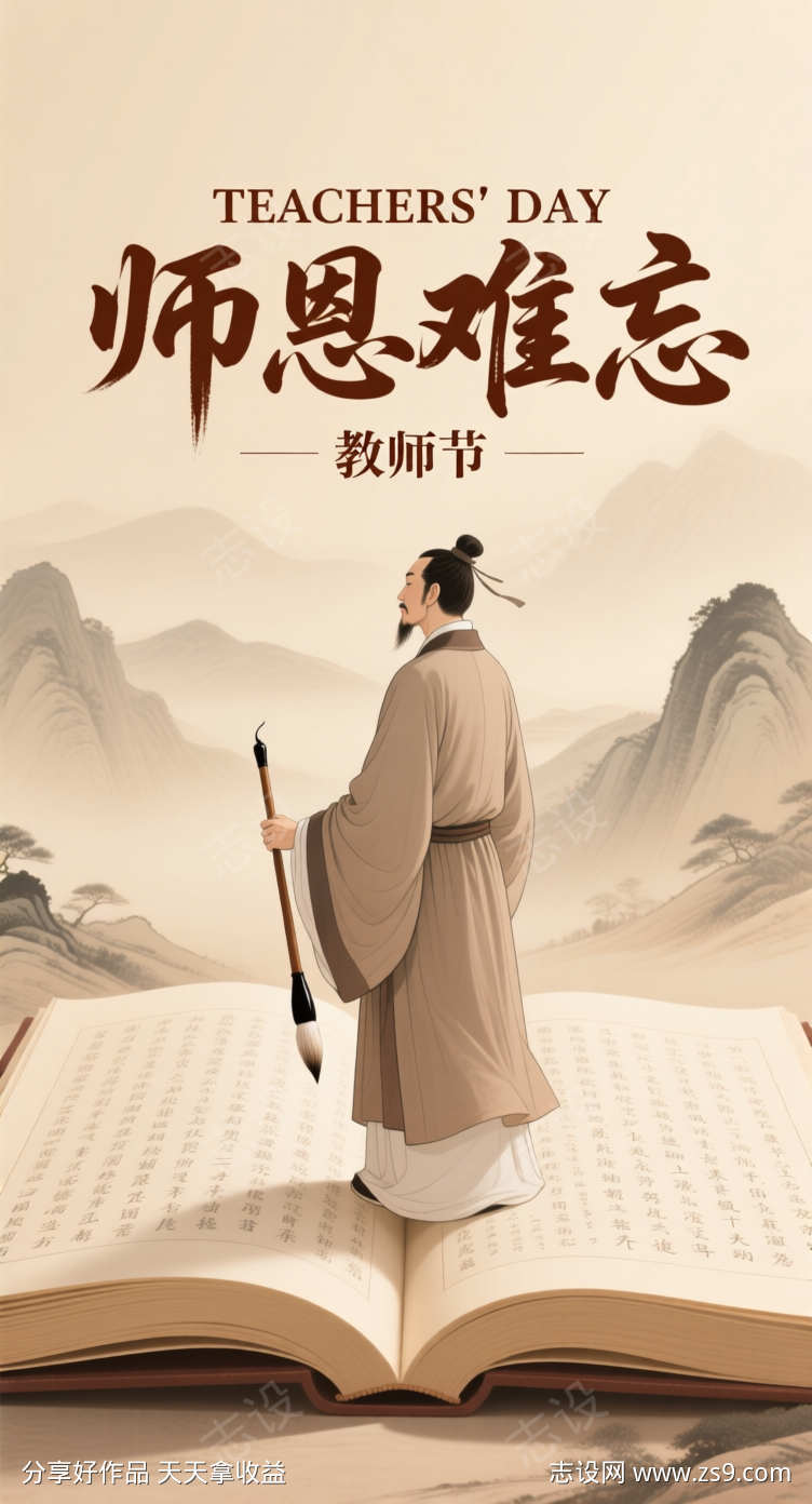 中国水墨画师恩难忘