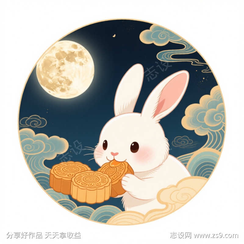 中秋节兔子吃月饼