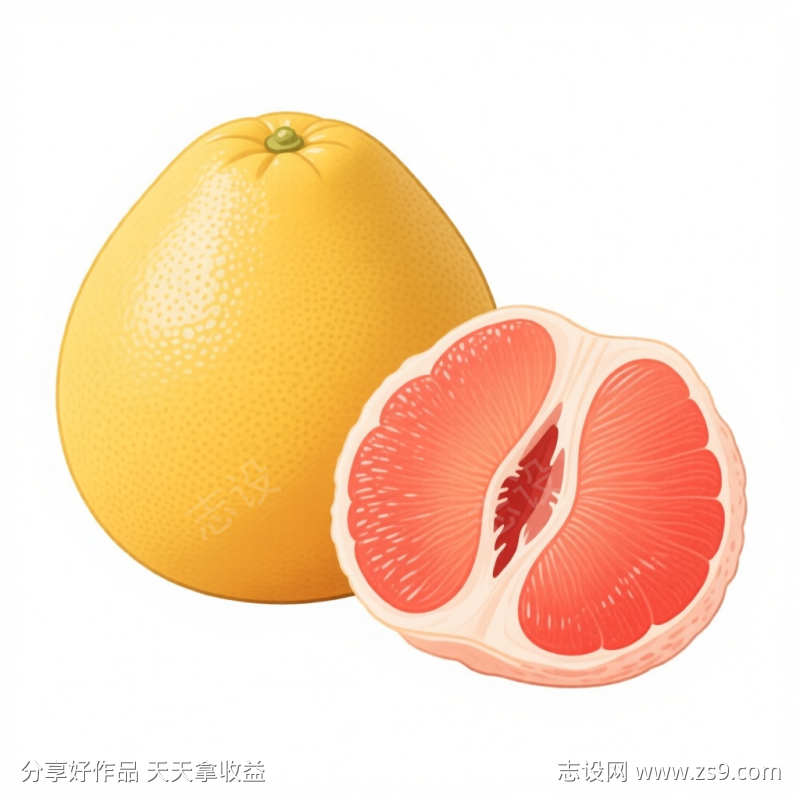 秋季柚子插画