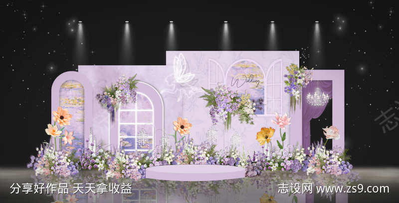 紫色欧式婚礼布景素材