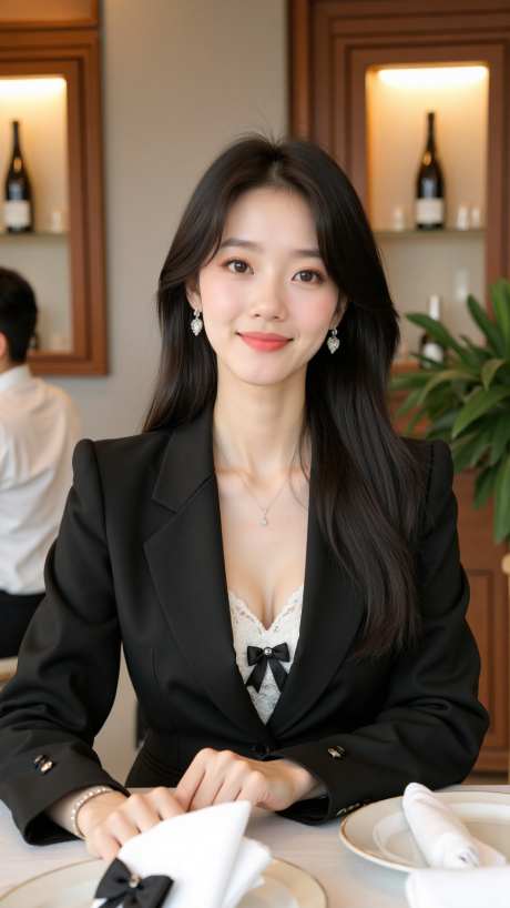 咖啡馆黑色职业装美女模特_AI图片下载_dpmpp_2m采样_864X1536像素-写真,模特,美女-作品编号:2025090913105389-志ˈ̹设͵网