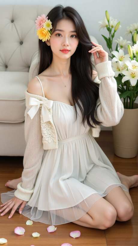 沙发前头戴花朵的美女模特_AI图片下载_dpmpp_2m采样_864X1536像素-写真,美女,模特-作品编号:2025090913105354-志˰设˜网